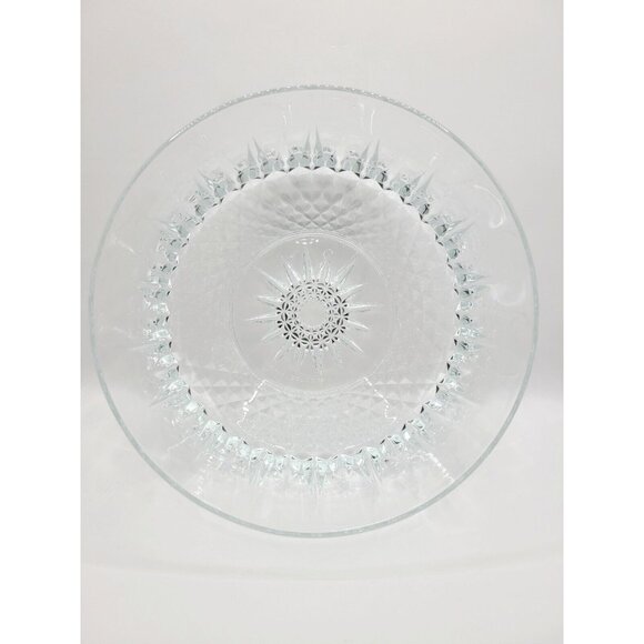 Vintage Arcoroc France Crystal Glass Serving Bowl 8" Diamond Starburst Diamond - Picture 2 of 8